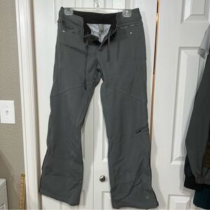 Athleta Soft Shell Fleece Lined Ski/Snow Pant Wide Leg Wm6 zip drawstring Grey